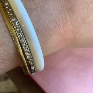 White and Gold Crystal Bangle Set